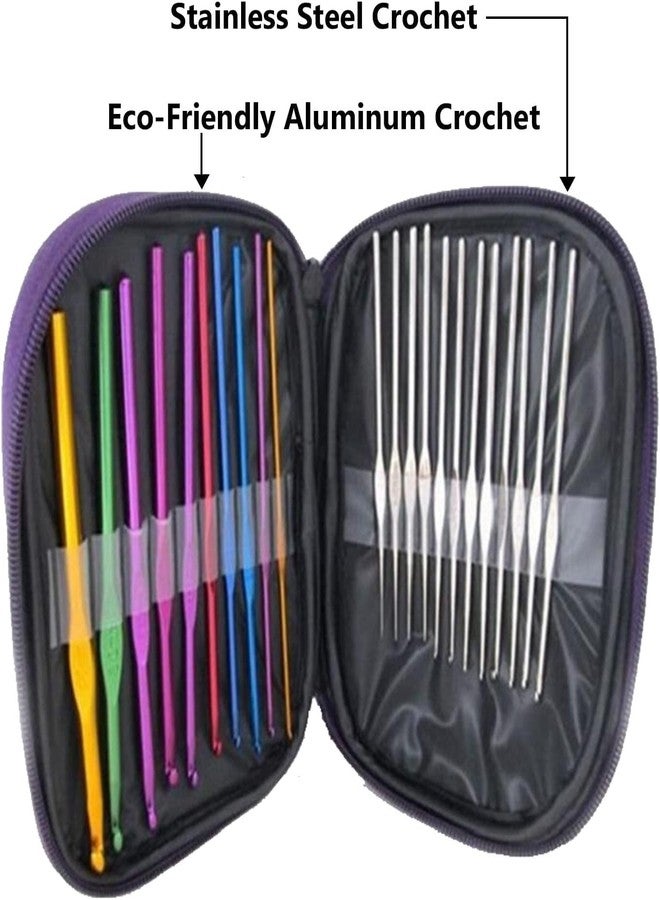 VERAT مجموعة كروشيه فيرات ٢٢ قطعة / خطافات كروشيه / مستلزمات حياكة / مواد خياطة / أدوات خياطة / علبة إبر وخيوط / مجموعة خطافات كروشيه مريحة / كروشيه مناسب للأيدي المصابة بالتهاب المفاصل / حرف يدوية / هدية رائعة للنساء - Image 2